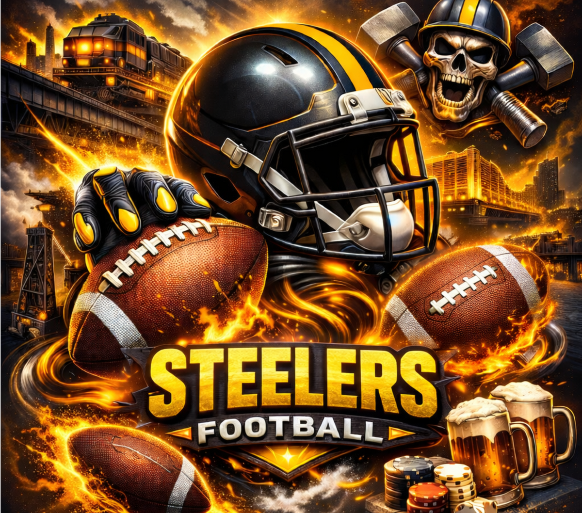 Pittsburgh Steelers 20oz Skinny Tumbler – Black & Gold Pride Design