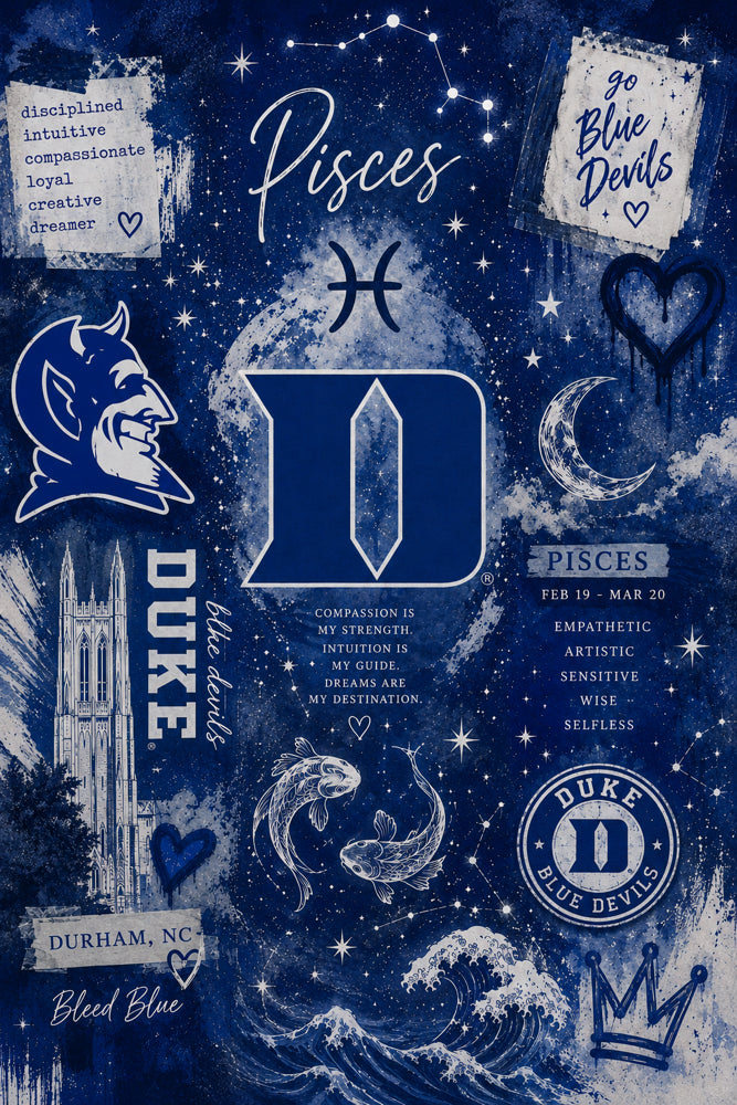 Duke Blue Devils Pisces Tumbler – 20oz Stainless Steel Skinny Tumbler