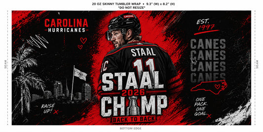 🏒 Carolina Hurricanes “STAAL CHAMP 2026” 20oz Skinny Tumbler