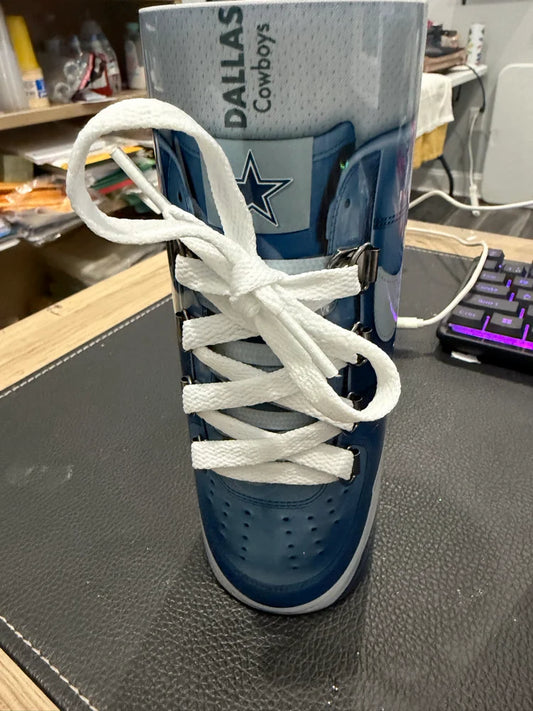 Dallas Cowboys Sneaker Tumbler – Handmade Lace-Up Design