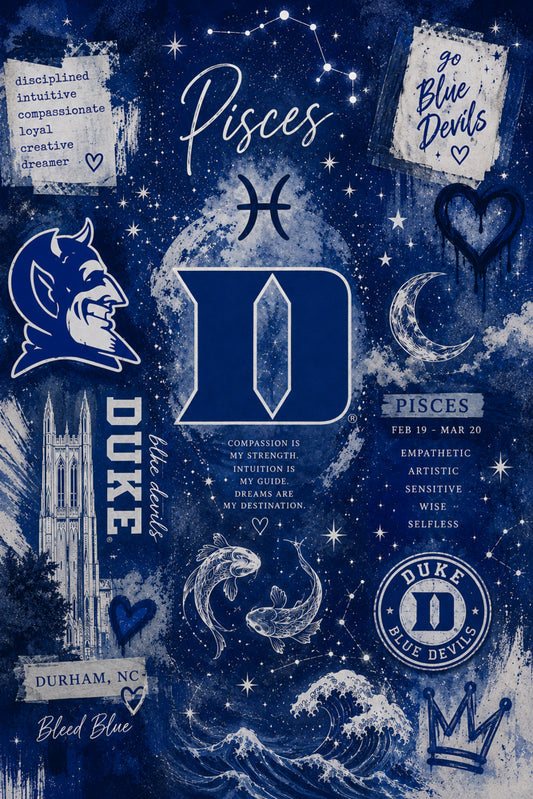 Duke Blue Devils Pisces Tumbler – 20oz Stainless Steel Skinny Tumbler